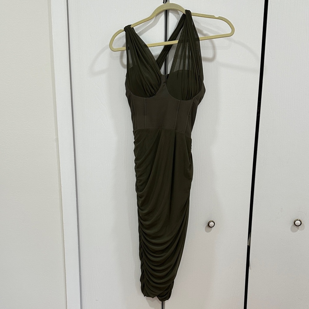 Rare London Olive Green Midi Dress - Size 6